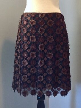 ♥️… MAX STUDIO Leon Max Blk Brown Floral Lace Skirt